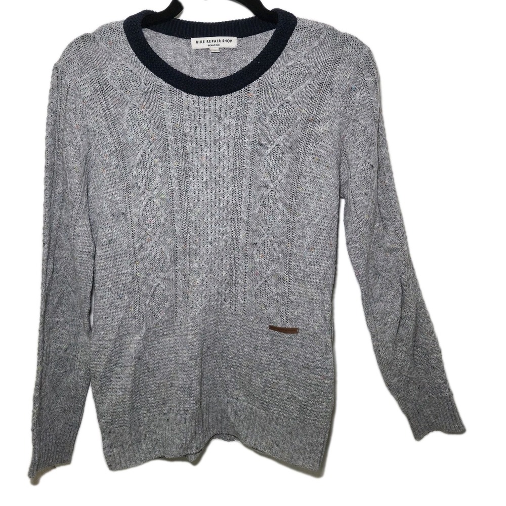 Bike Repair Shop Beanpole Gray Cable Knit Sweater Korean Wool‎ Blend Size 90/S